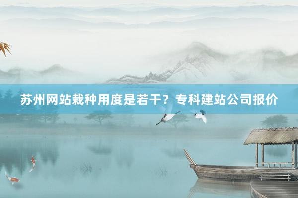 苏州网站栽种用度是若干？专科建站公司报价