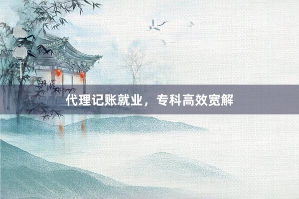 代理记账就业，专科高效宽解