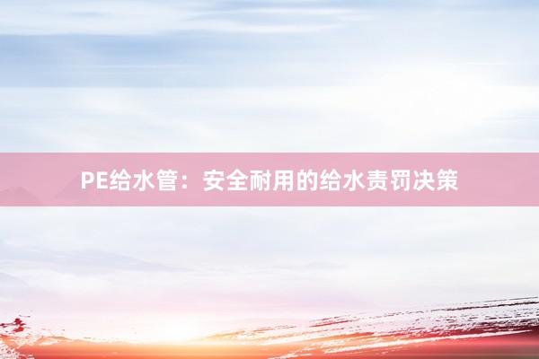 PE给水管：安全耐用的给水责罚决策