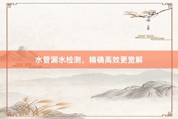 水管漏水检测，精确高效更宽解
